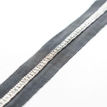 Тесьма декоративная 25 мм со стразами PA0740 черный