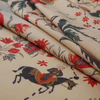 Шерсть плательная 066-14807 светло-бежевый принтованный