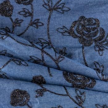 Джинс К32-185 сине-голубой с вышивкой