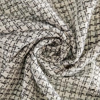 Твид шанель 1120-341-025-0002 молочно-черный с пайетками