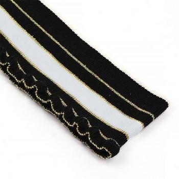 Подвяз трикотажный TBY 6х80 см с золотыми и белой полосами 73038 черный