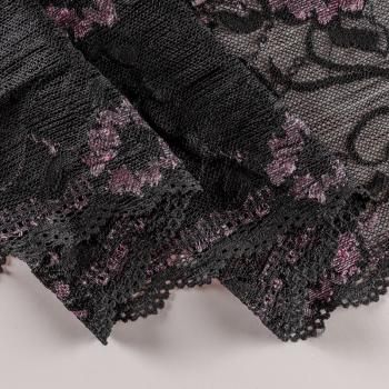 Кружево эластичное 150 мм Ф01-0157 черно-розовый