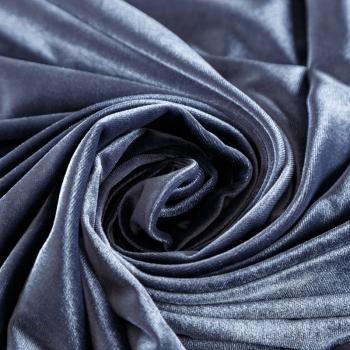 Бархат стрейч 002-09166 серо-стальной однотонный