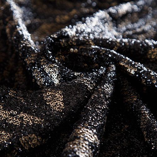 Пайетки на трикотажной основе 055-16234 черный/золото