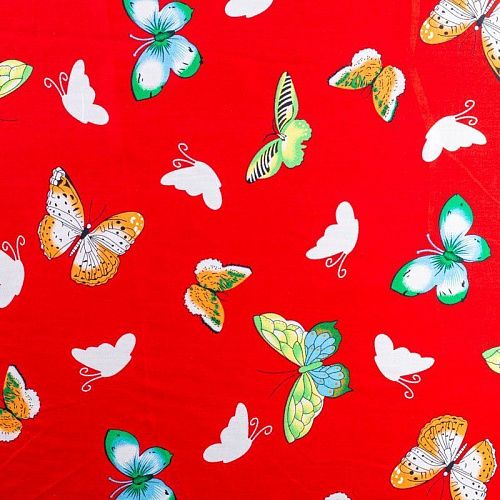 Штапель 069-01600  col.2 красный принтованный