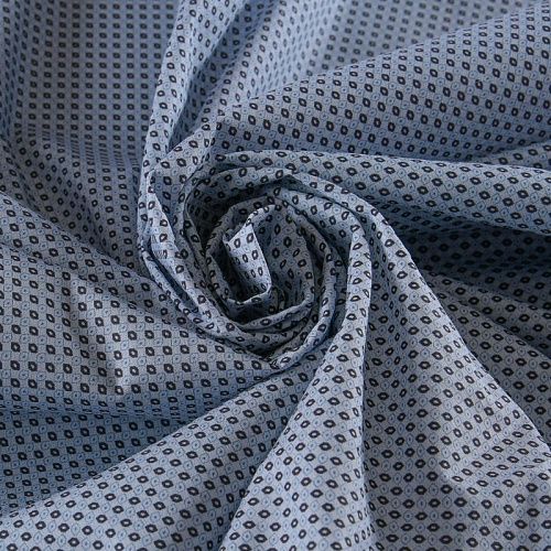 Ткань плательно-рубашечная стрейч 049-11935 голубой принтованный