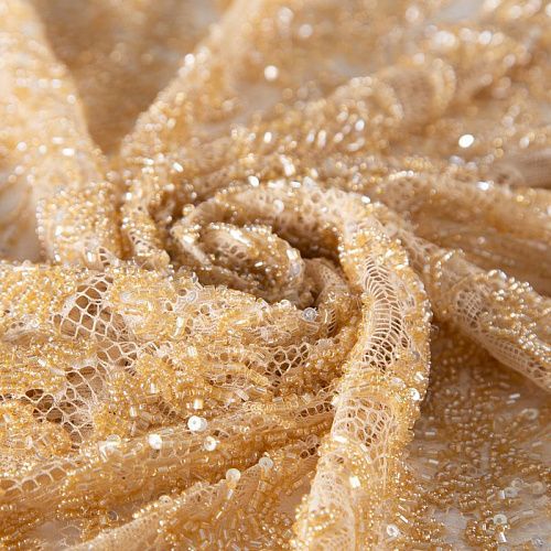 Шантильи с вышивкой и бисером 031-19785 золотистый