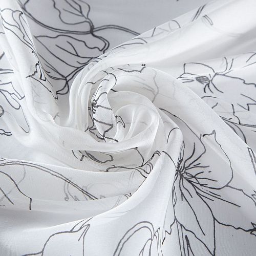 Шифон шелковый 068-20074 белый принтованный