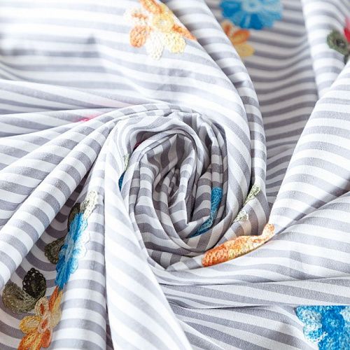 Хлопок с вышивкой 063-08071 светло-серый принтованный