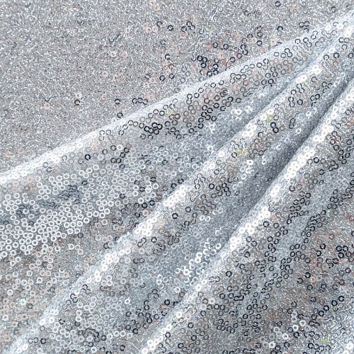 Пайетки на трикотаже 055-09133 серебристый однотонный