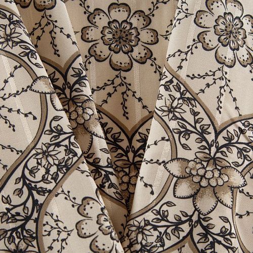 Вискоза жаккардовая 009-12368 экрю принтованный