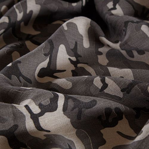 Лен натуральный 035-14432 серо-бежевый принтованный