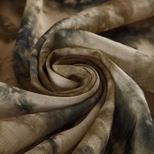 Лен искусственный 035-17441 бежево-черный принтованный