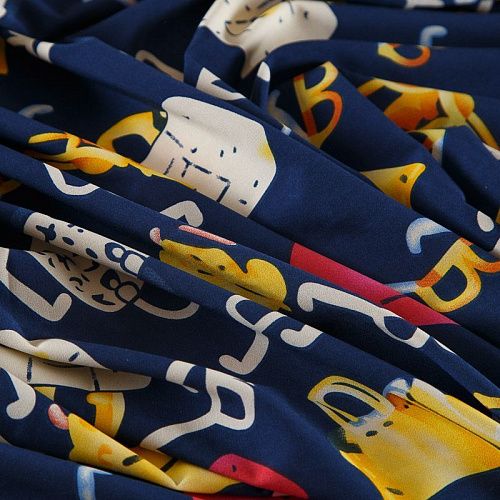 Вискоза "Лоренцо" стрейч 036-17676 темно-синий принтованный