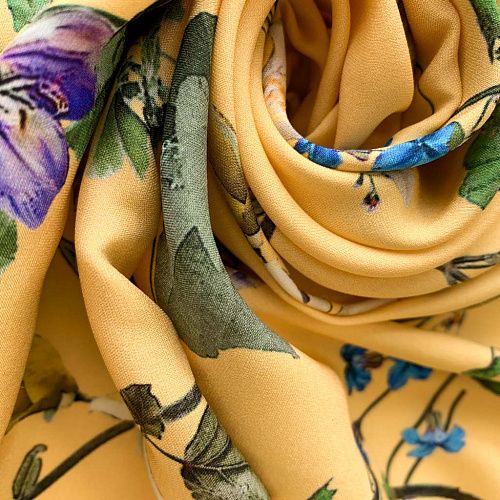 Шелк натуральный К32-162 желтый принтованный