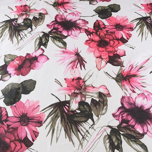 Лен натуральный 035-11764 белый принтованный