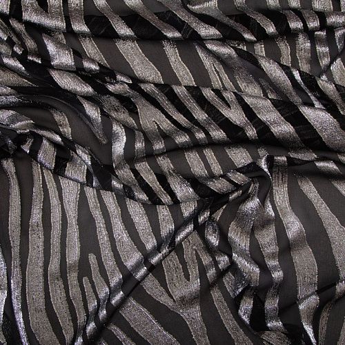 Шифон деворе шелковый 068-19623 черный/серебро