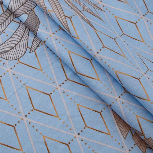 Сатин ш.220 см 007-13905 голубой принтованный