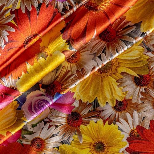 Шелк натуральный К2-406 белый принтованный