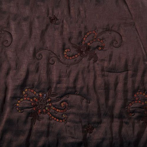 Ткань курточная с вышивкой 033-04177 шоколадный