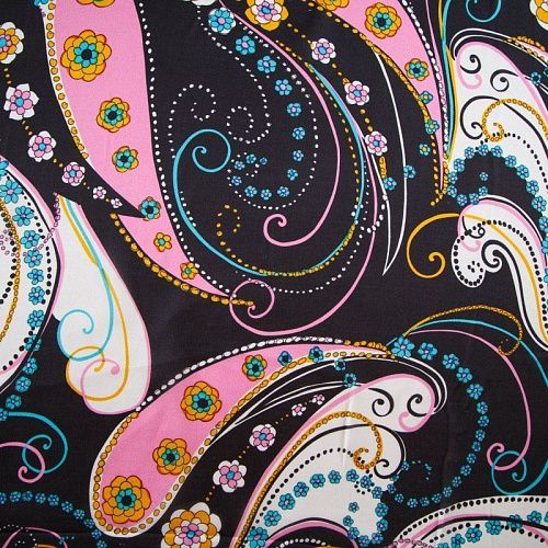 Шелк натуральный 064-12345 черный принтованный