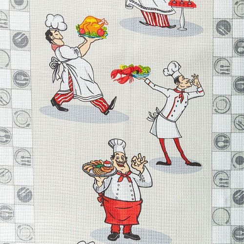 Полотно вафельное 007-03530 светло-серый принтованный