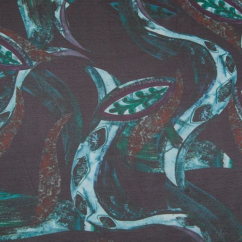 Шифон 068-17403 черный принтованный