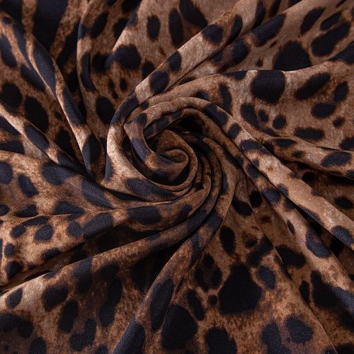 Шелк натуральный стрейч 064-20053 коричневый лео