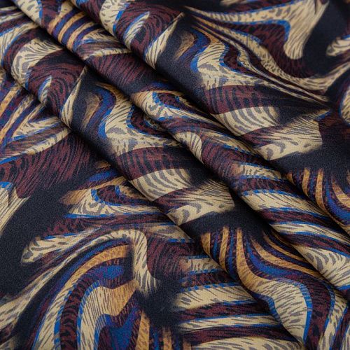 Шелк натуральный 064-20368 черный принтованный