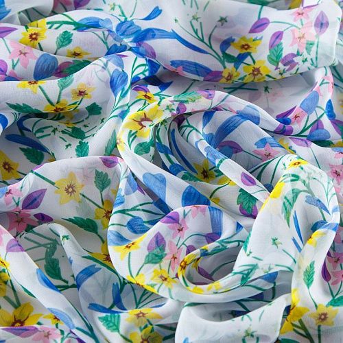 Шифон 068-13080 белый принтованный