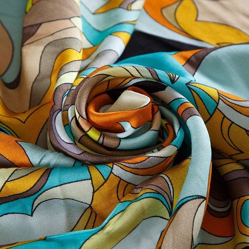 Шелк-штапель 069-18312 голубой мультиколор