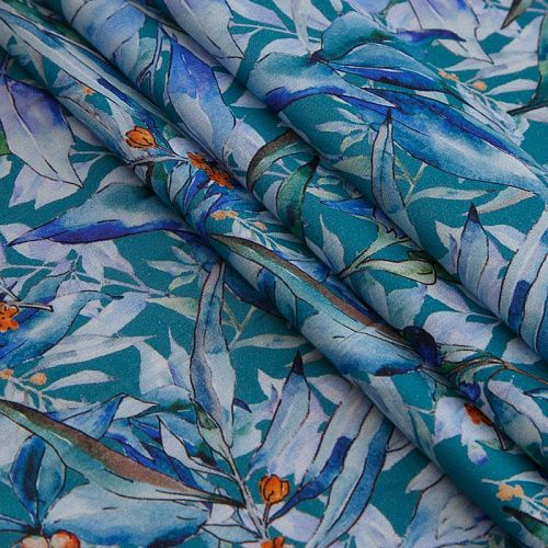 Хлопок 063-17518 бирюзовый принтованный