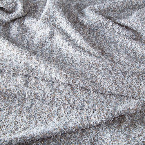 Твид с пайетками 052-20212 бежево-голубой