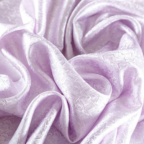 Шелк натуральный К29-289 бледно-сиреневый жаккардовый