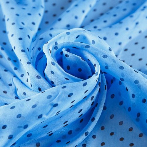 Шифон шелковый 068-12212 голубой принтованный