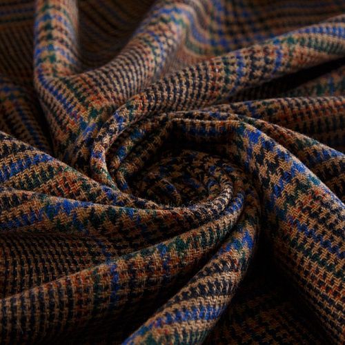 Ткань костюмная 025-14417 коричневый принтованный