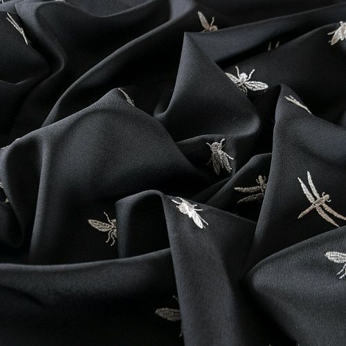 Ткань костюмная с вышивкой 025-12278 черный