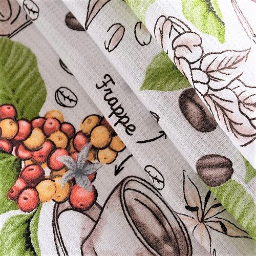 Полотно вафельное 007-11022 ванильный принтованный