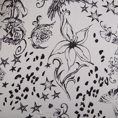 Трикотаж 056-16416 молочный принтованный