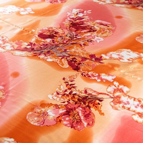 Шелк натуральный К30-247 лососево-розовый принтованный