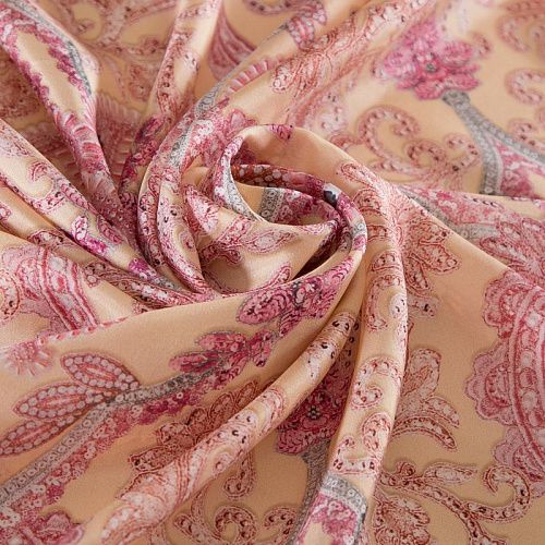 Шелк натуральный Etro 064-19247 персиковый принтованный