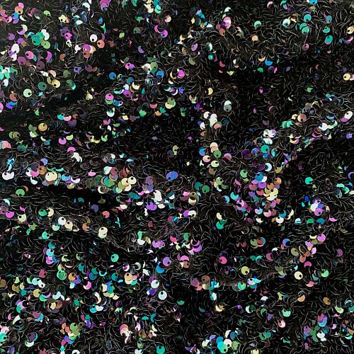 Бархат с пайетками К33-491 черный