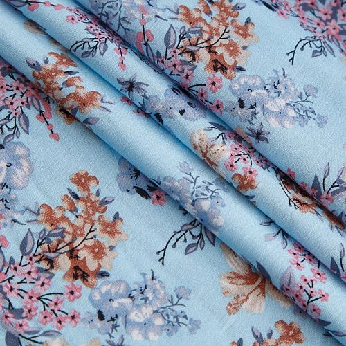 Штапель 069-17428 светло-голубой принтованный