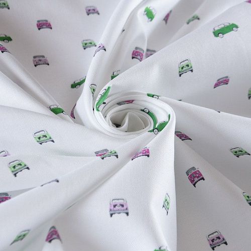 Хлопок плательно-рубашечный 049-12068 белый принтованный