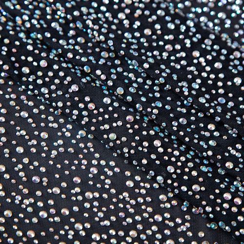 Сетка трикотажная со стразами Swarovski 050-19867 черный