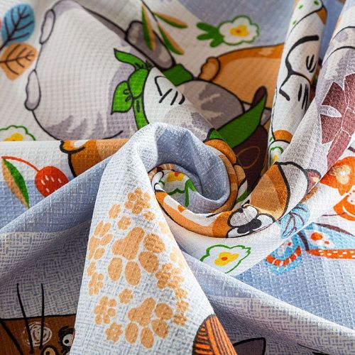 Полотно вафельное 007-03526 серый принтованный