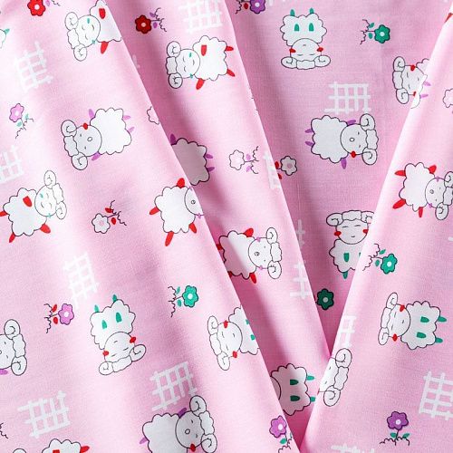 Штапель 069-08253 розовый принтованный