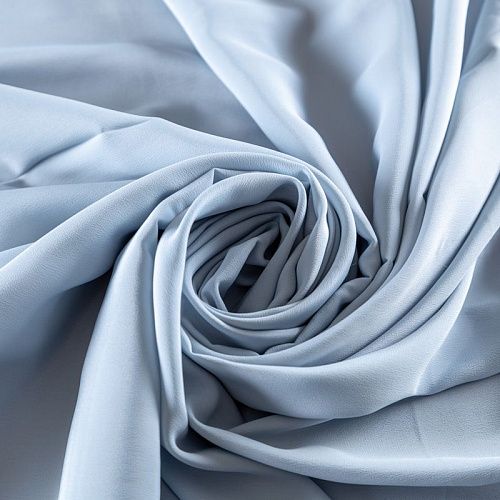 Крепдешин натуральный 028-09507 разбеленный голубой однотонный