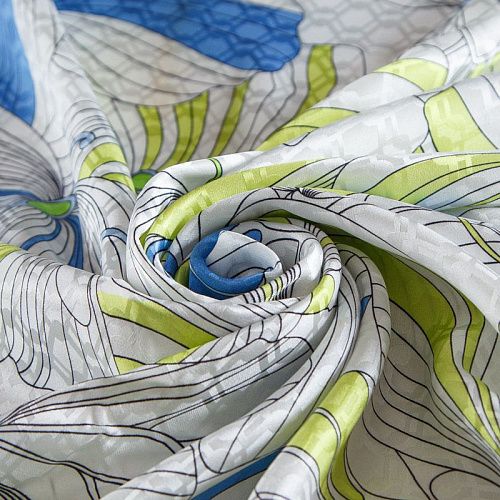 Шелк-жаккард 064-14647 белый принтованный