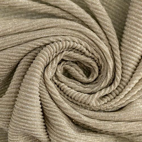 Трикотаж гофре с люрексом К33-519 оливково-золотой